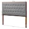Baxton Studio Harumi Classic and Traditional Grey Fabric and Walnut Brown Finished Wood King size Headboard 237-12639-ZORO - alternate 3